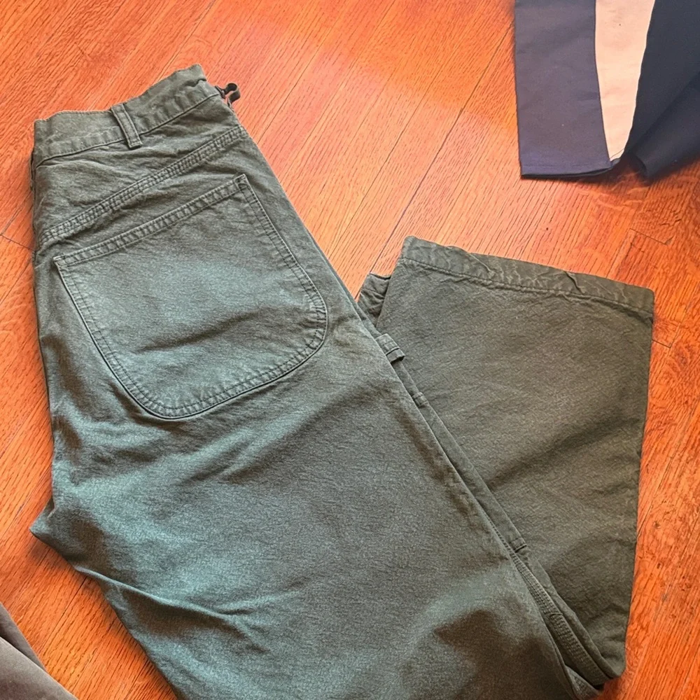 Jesse Kamm Straight Leg Pants in Olive Green - Picture 1 of 5